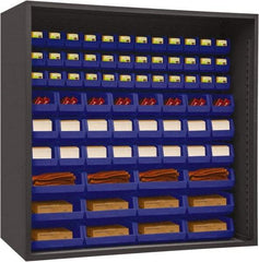 Durham - 72 Bin Enclosed Shelving - 72 Inch Overall Width x 24 Inch Overall Depth x 72 Inch Overall Height, Blue Polyethylene Bins - Americas Industrial Supply