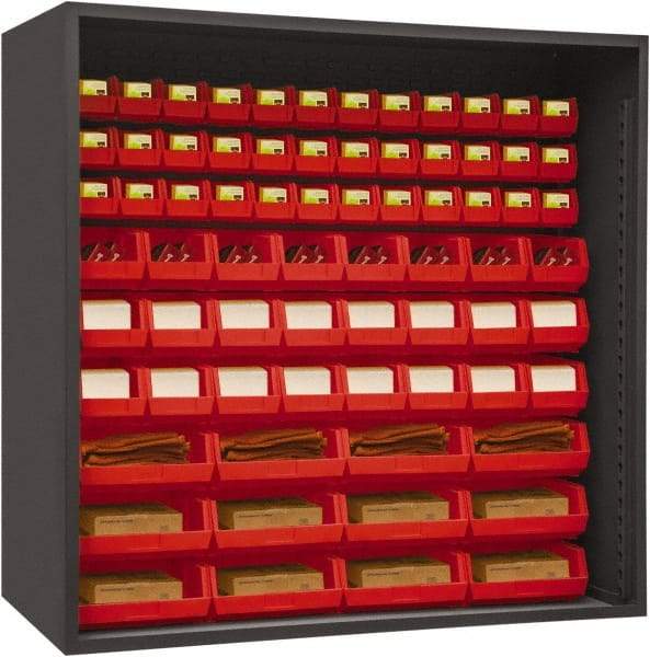 Durham - 72 Bin Enclosed Shelving - 72 Inch Overall Width x 24 Inch Overall Depth x 72 Inch Overall Height, Red Polyethylene Bins - Americas Industrial Supply
