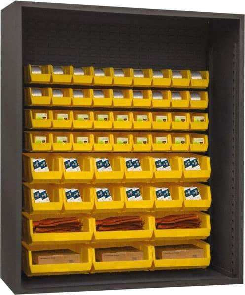 Durham - 54 Bin Enclosed Shelving - 60 Inch Overall Width x 24 Inch Overall Depth x 60 Inch Overall Height, Yellow Polyethylene Bins - Americas Industrial Supply