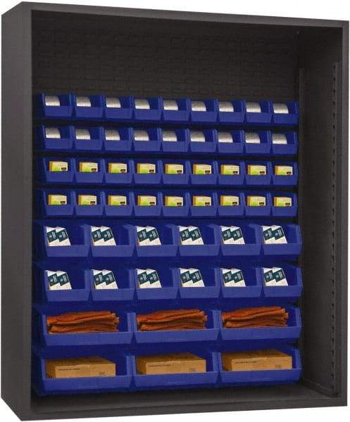 Durham - 54 Bin Enclosed Shelving - 60 Inch Overall Width x 24 Inch Overall Depth x 60 Inch Overall Height, Blue Polyethylene Bins - Americas Industrial Supply