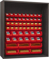 Durham - 54 Bin Enclosed Shelving - 60 Inch Overall Width x 24 Inch Overall Depth x 60 Inch Overall Height, Red Polyethylene Bins - Americas Industrial Supply
