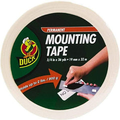 Duck - 3/4" x 36 Yd Acrylic Adhesive Double Sided Tape - 2.6 mil Thick, White, Vinyl Foam Liner, Series DUC - Americas Industrial Supply