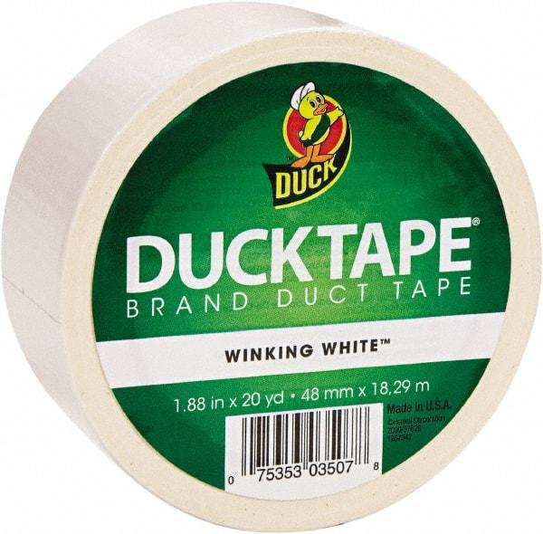 Duck - 1-7/8" x 20 Yds White Duct Tape - 9 mil, Rubber Adhesive, Vinyl Backing, 22 Lb/ln Tensile Strength, Series DUC - Americas Industrial Supply