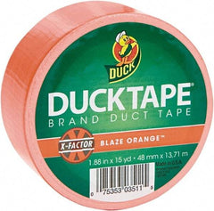 Duck - 1-7/8" x 15 Yds Orange Duct Tape - 9 mil, Rubber Adhesive, Vinyl Backing, 22 Lb/ln Tensile Strength, Series DUC - Americas Industrial Supply