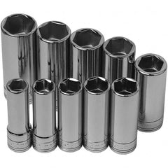 SK - 3/8" Drive Deep Socket Set - 10 to 19mm, Metric Measurement Standard - Americas Industrial Supply