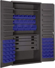 Durham - 2 Shelf 52 Bin Storage Cabinet - Steel, 36" Wide x 24" Deep x 72" High, Blue - Americas Industrial Supply