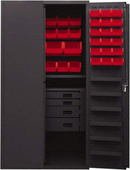 Durham - 2 Shelf 58 Bin Storage Cabinet - Steel, 36" Wide x 24" Deep x 72" High, Red - Americas Industrial Supply