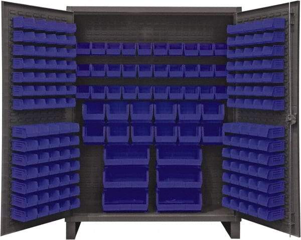 Durham - 198 Bin Storage Cabinet - Steel, 60" Wide x 24" Deep x 78" High, Blue - Americas Industrial Supply