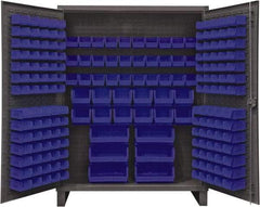 Durham - 198 Bin Storage Cabinet - Steel, 60" Wide x 24" Deep x 78" High, Blue - Americas Industrial Supply