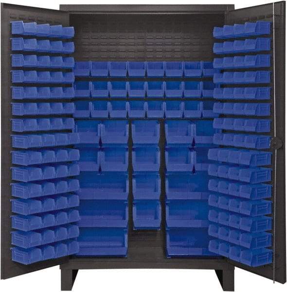 Durham - 162 Bin Storage Cabinet - Steel, 48" Wide x 24" Deep x 78" High, Blue - Americas Industrial Supply