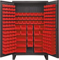 Durham - 162 Bin Storage Cabinet - Steel, 48" Wide x 24" Deep x 78" High, Red - Americas Industrial Supply