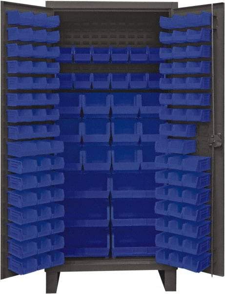 Durham - 126 Bin Storage Cabinet - Steel, 36" Wide x 24" Deep x 78" High, Blue - Americas Industrial Supply