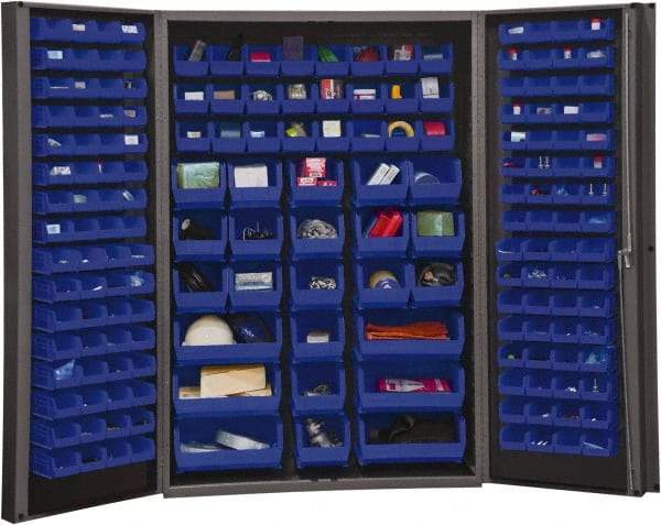 Durham - 176 Bin Storage Cabinet - Steel, 48" Wide x 24" Deep x 72" High, Blue - Americas Industrial Supply