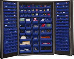 Durham - 176 Bin Storage Cabinet - Steel, 48" Wide x 24" Deep x 72" High, Blue - Americas Industrial Supply