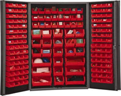 Durham - 176 Bin Storage Cabinet - Steel, 48" Wide x 24" Deep x 72" High, Red - Americas Industrial Supply