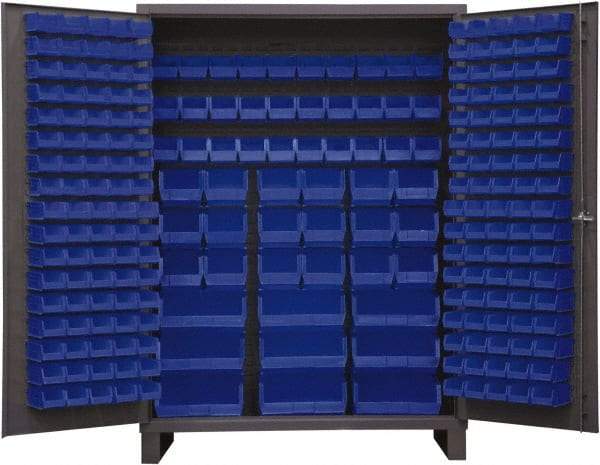 Durham - 227 Bin Storage Cabinet - Steel, 60" Wide x 24" Deep x 84" High, Blue - Americas Industrial Supply