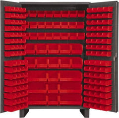 Durham - 171 Bin Storage Cabinet - Steel, 48" Wide x 24" Deep x 78" High, Red - Americas Industrial Supply