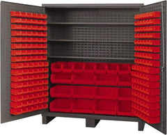Durham - 3 Shelf 212 Bin Storage Cabinet - Steel, 72" Wide x 24" Deep x 84" High, Red - Americas Industrial Supply