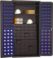 Durham - 2 Shelf 96 Bin Storage Cabinet - Steel, 36" Wide x 24" Deep x 72" High, Blue - Americas Industrial Supply