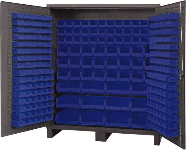 Durham - 264 Bin Storage Cabinet - Steel, 72" Wide x 24" Deep x 84" High, Blue - Americas Industrial Supply