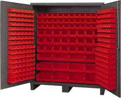 Durham - 264 Bin Storage Cabinet - Steel, 72" Wide x 24" Deep x 84" High, Red - Americas Industrial Supply