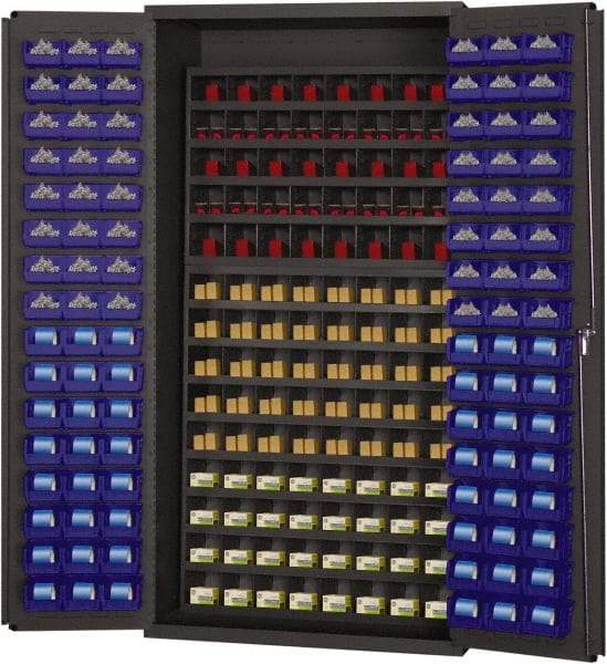 Durham - 40 Bin Storage Cabinet - Steel, 36" Wide x 24" Deep x 72" High, Blue - Americas Industrial Supply