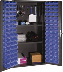 Durham - 2 Shelf 96 Bin Storage Cabinet - Steel, 36" Wide x 24" Deep x 72" High, Blue - Americas Industrial Supply