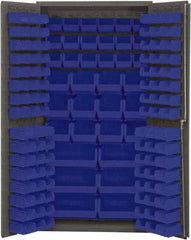 Durham - 132 Bin Storage Cabinet - Steel, 36" Wide x 24" Deep x 72" High, Blue - Americas Industrial Supply