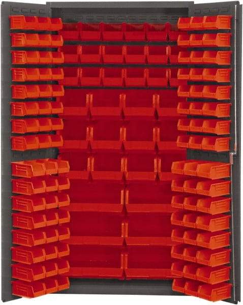 Durham - 132 Bin Storage Cabinet - Steel, 36" Wide x 24" Deep x 72" High, Red - Americas Industrial Supply