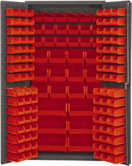 Durham - 132 Bin Storage Cabinet - Steel, 36" Wide x 24" Deep x 72" High, Red - Americas Industrial Supply