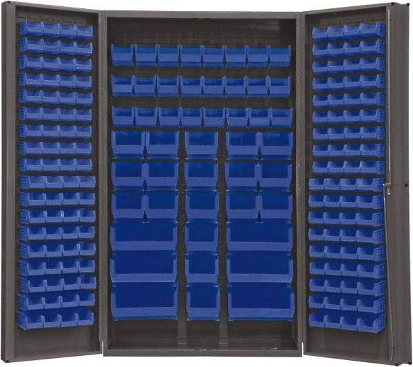 Durham - 192 Bin Storage Cabinet - Steel, 48" Wide x 24" Deep x 84" High, Blue - Americas Industrial Supply