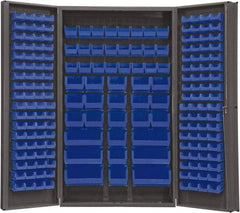 Durham - 192 Bin Storage Cabinet - Steel, 48" Wide x 24" Deep x 84" High, Blue - Americas Industrial Supply