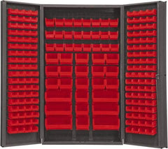 Durham - 192 Bin Storage Cabinet - Steel, 48" Wide x 24" Deep x 84" High, Red - Americas Industrial Supply