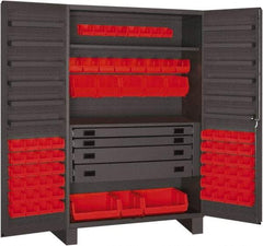 Durham - 2 Shelf 72 Bin Storage Cabinet - Steel, 48" Wide x 24" Deep x 78" High, Red - Americas Industrial Supply