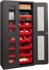 Durham - 2 Shelf 18 Bin Storage Cabinet - Steel, 36" Wide x 18" Deep x 72" High, Red - Americas Industrial Supply