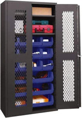 Durham - 2 Shelf 18 Bin Storage Cabinet - Steel, 36" Wide x 18" Deep x 72" High, Blue - Americas Industrial Supply