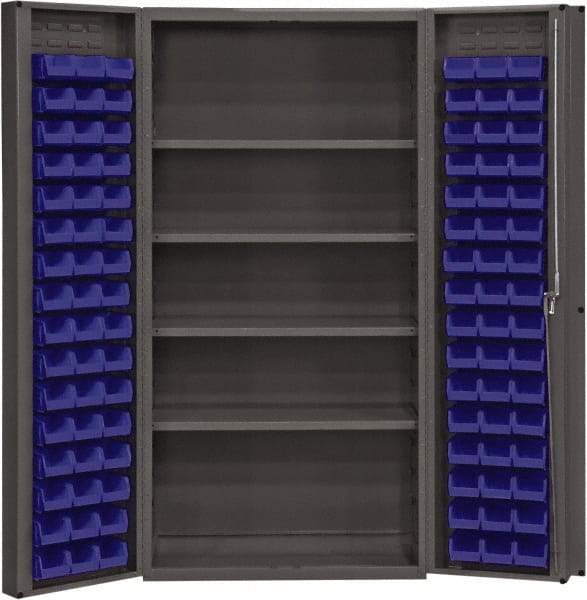 Durham - 4 Shelf 96 Bin Storage Cabinet - Steel, 36" Wide x 24" Deep x 72" High, Blue - Americas Industrial Supply