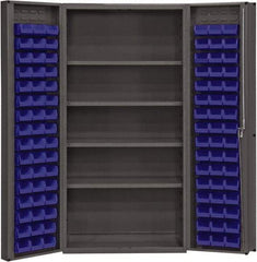 Durham - 4 Shelf 96 Bin Storage Cabinet - Steel, 36" Wide x 24" Deep x 72" High, Blue - Americas Industrial Supply