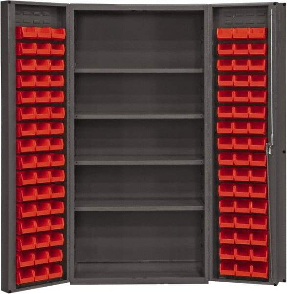 Durham - 4 Shelf 96 Bin Storage Cabinet - Steel, 36" Wide x 24" Deep x 72" High, Red - Americas Industrial Supply