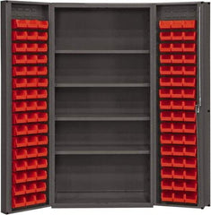 Durham - 4 Shelf 96 Bin Storage Cabinet - Steel, 36" Wide x 24" Deep x 72" High, Red - Americas Industrial Supply