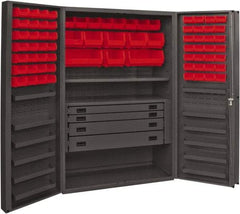 Durham - 2 Shelf 72 Bin Storage Cabinet - Steel, 48" Wide x 24" Deep x 72" High, Red - Americas Industrial Supply
