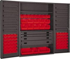 Durham - 2 Shelf 69 Bin Storage Cabinet - Steel, 48" Wide x 24" Deep x 72" High, Red - Americas Industrial Supply