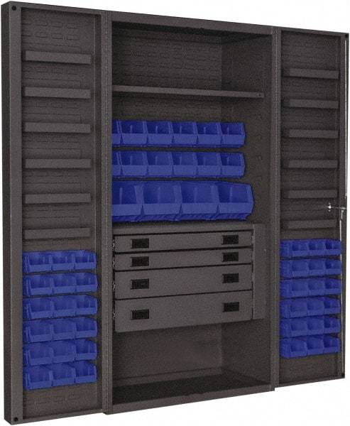 Durham - 2 Shelf 52 Bin Storage Cabinet - Steel, 36" Wide x 24" Deep x 72" High, Blue - Americas Industrial Supply