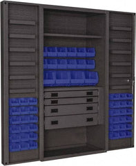 Durham - 2 Shelf 52 Bin Storage Cabinet - Steel, 36" Wide x 24" Deep x 72" High, Blue - Americas Industrial Supply