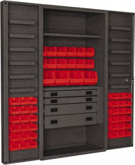 Durham - 2 Shelf 52 Bin Storage Cabinet - Steel, 36" Wide x 24" Deep x 72" High, Red - Americas Industrial Supply
