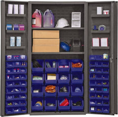Durham - 2 Shelf 64 Bin Storage Cabinet - Steel, 36" Wide x 24" Deep x 72" High, Blue - Americas Industrial Supply