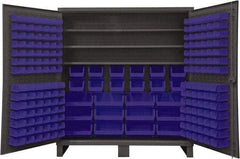 Durham - 3 Shelf 192 Bin Storage Cabinet - Steel, 72" Wide x 24" Deep x 78" High, Blue - Americas Industrial Supply