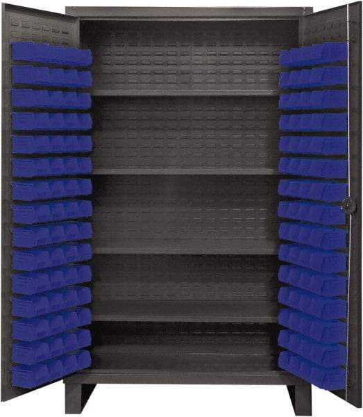 Durham - 4 Shelf 120 Bin Storage Cabinet - Steel, 48" Wide x 24" Deep x 78" High, Blue - Americas Industrial Supply