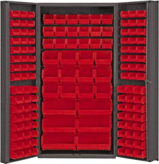 Durham - 132 Bin Storage Cabinet - Steel, 36" Wide x 24" Deep x 72" High, Red - Americas Industrial Supply