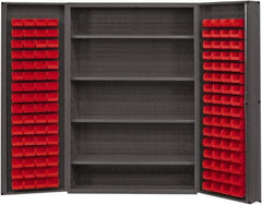 Durham - 4 Shelf 128 Bin Storage Cabinet - Steel, 48" Wide x 24" Deep x 72" High, Red - Americas Industrial Supply